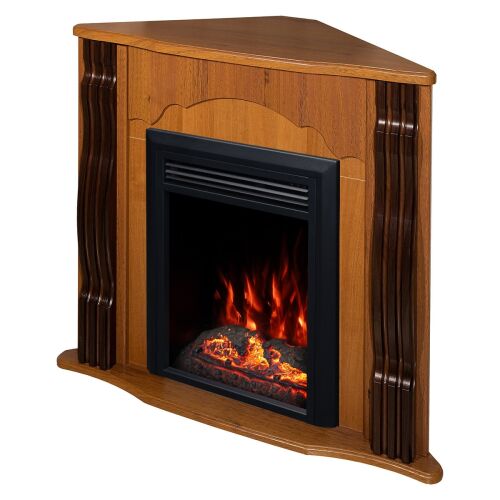 Widok pod kątem elektrycznego kominka narożnego Art Flame Clasic maro & Cris