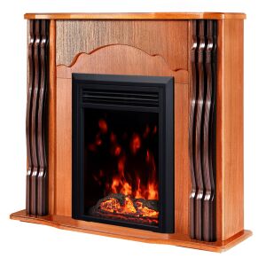 Vedere unghiulară a șemineului electric Art Flame Clasic în finisaj maro - Șemineu și sobă