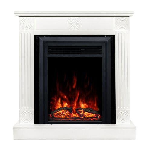 Kominek elektryczny Art Flame Donald & Cris z białą obudową i realistycznym efektem płomienia