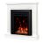 Ukośny widok kominka elektrycznego Art Flame Donald & Cris z 3-kolorowym płomieniem i timerem