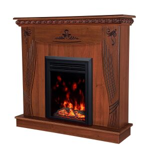 Ukośny widok elektrycznego kominka Art Flame Napoli brązowy - Art Flame