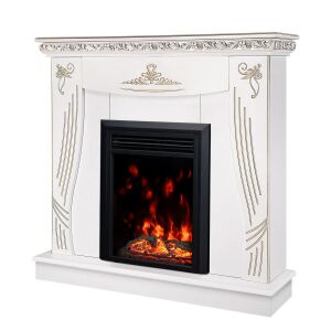 Ukośny widok elektrycznego kominka Art Flame Napoli, białe wykończenie - Art Flame