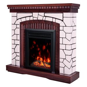 Ukośny widok kominka elektrycznego Natali & Cris, 2000W, z efektem płomieni - Art Flame