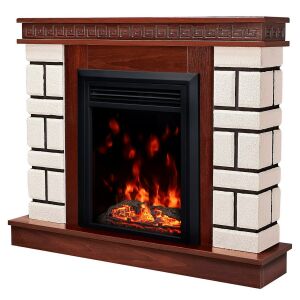 Kominek elektryczny Art Flame Nazary mini brązowy z obudową Cris, 2000W, 2 poziomy grzania, 5 poziomów jasności płomienia, timer - Art Flame