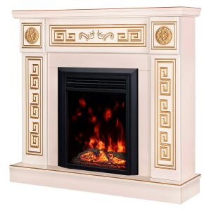 Kominek elektryczny Art Flame Versailles gold & Cris z realistycznym efektem płomienia - Art Flame