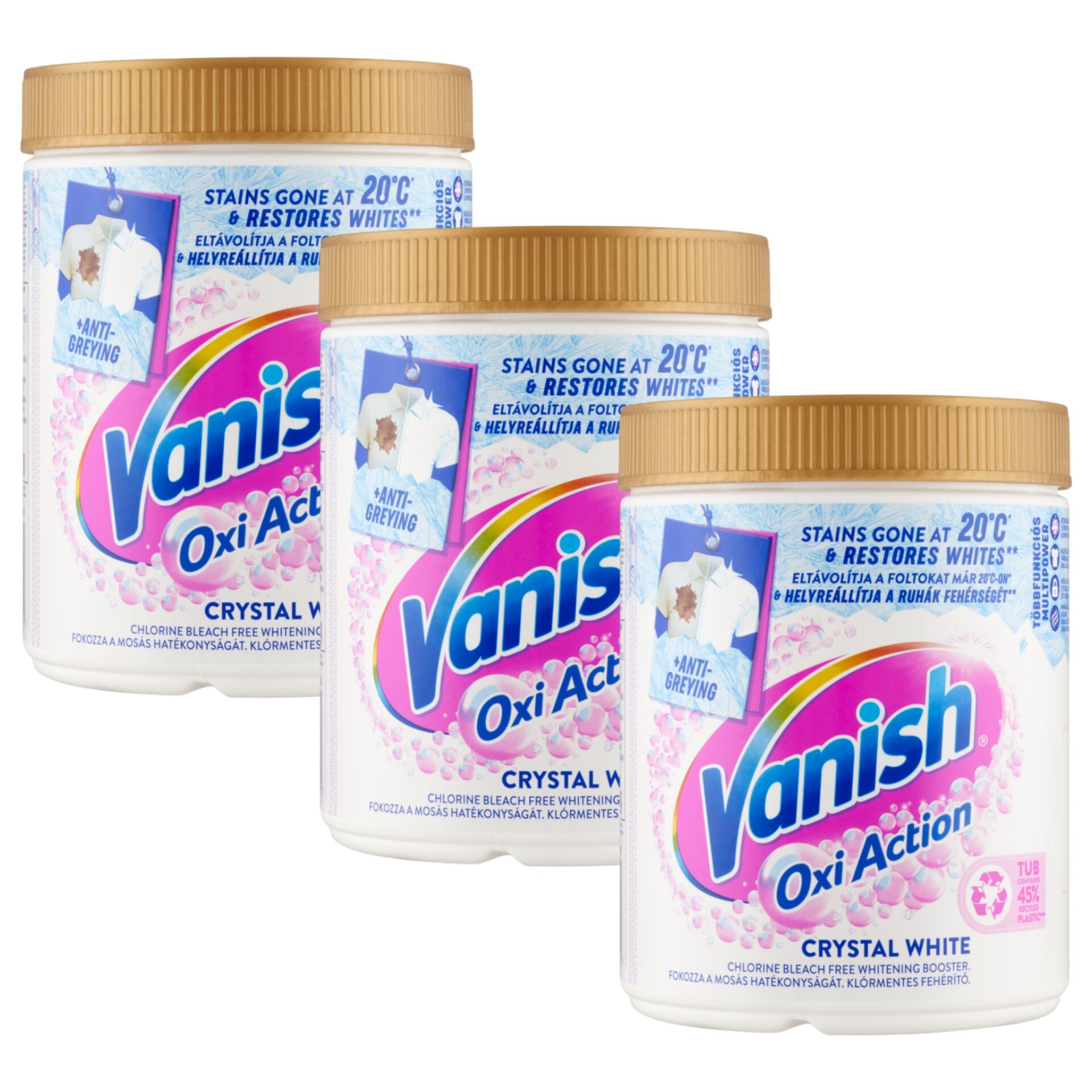 E-shop Vanish Oxi Action odstraňovač škvŕn a bieliaci prášok 3x970g