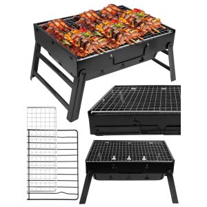 Hordozható faszenes grill utazáshoz és kerti sütéshez, kompakt grillező