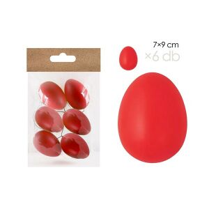 IRIS dekor műanyag tojás x6 piros 7x9cm 135516115 - Szezonális dekoráció
