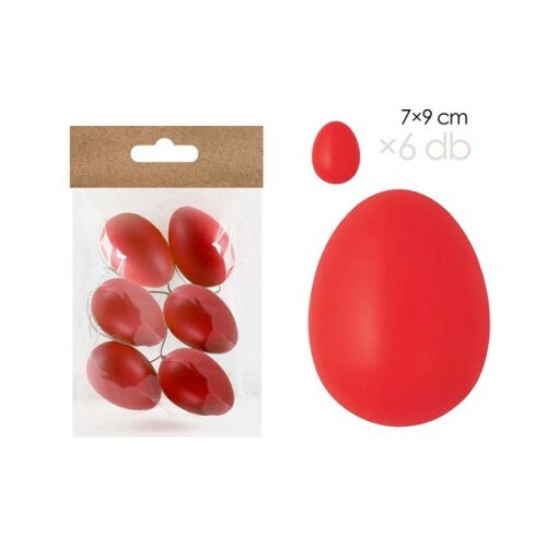 IRIS dekor műanyag tojás x6 piros 7x9cm 135516115