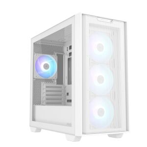 Asus A21 Plus White PC Case with ARGB Fans and Glass Side Panel - Computer Case