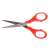 Red plastic children's scissors with stainless steel blades, 13.5cm