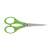 Green plastic children's scissors with stainless steel blades, 13.5cm