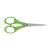 Green plastic children's scissors with stainless steel blades, 13.5cm