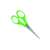 Green plastic children's scissors with stainless steel blades, 13.5cm