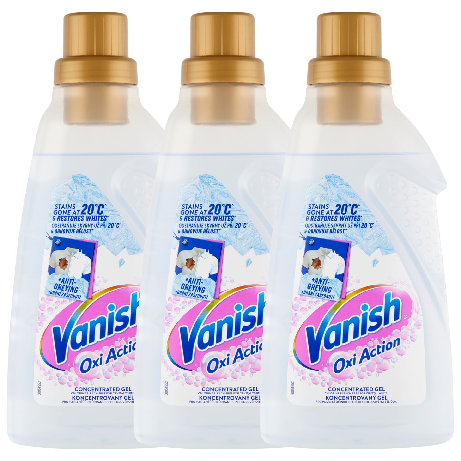 E-shop Vanish Oxi Action odstraňovač škvŕn a bieliaci gélový koncentrát 3x750ml