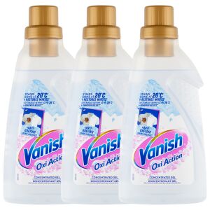 Vanish Oxi Action Концентриран гел 3x750ml, препарат за премахване на петна и избелване за пране - Vanish