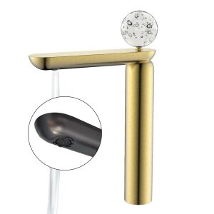 Zadabso arany csaptelep kristály fogantyúval és hosszú kifolyócsővel - Zadabso