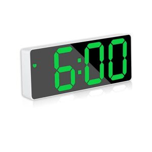 Weißer elektronischer Tischwecker, grüner LED Digitalwecker - Innenarchitektur