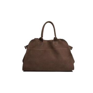 Голяма дамска чанта Dollcini Suede – елегантен италиански стил за работа и пътуване, кафява 135530589