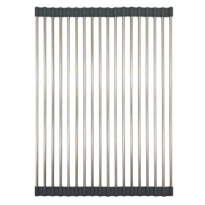 Kinghoff KH 1903 edényszárító alátét, 45x32 cm, korrózióálló, szilikon szélekkel, csúszásgátló, összecsukható, rozsdamentes acél/szürke 135531138 - Kinghoff