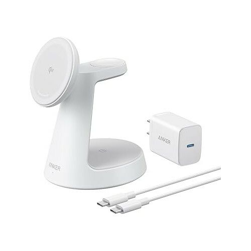 Încărcător wireless magnetic Anker MagGo 3 în 1 pentru iPhone, Apple Watch și AirPods