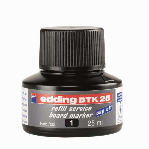 Rezerva de cerneală pentru marker de tablă 25ml, edding btk25 negru