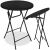 Springos black folding bar table, open and folded