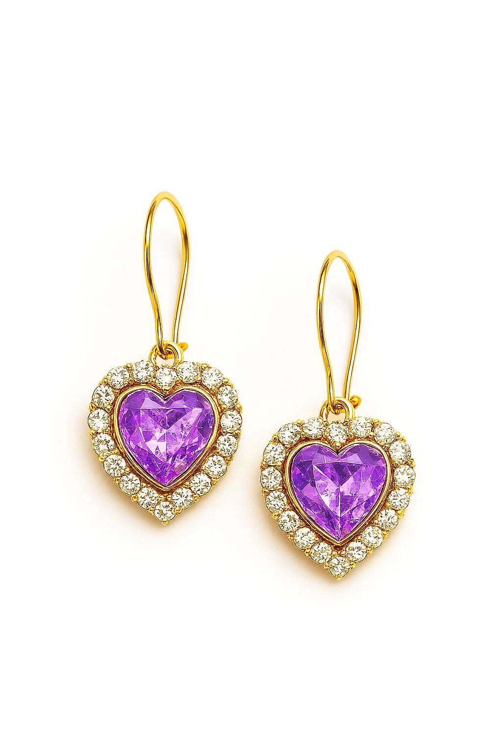 Náušnice v tvare srdca, háčiky pozlátené 18-karátovým zlatom