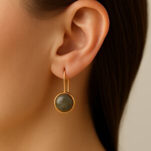 Cercei cu labradorit natural, tortițe placate cu aur 18K, handmade în România 135542998 - Cercei damă