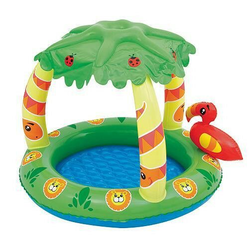 BESTWAY Friendly Jungle Play Pool - Felfújható gyermekmedence napernyővel és tukán játékkal