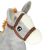 Close up of plush horse head with bridle