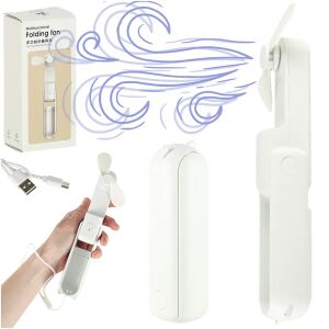Összecsukható mini USB-C asztali-kézi ventilátor 1200 mAh powerbank, fehér
