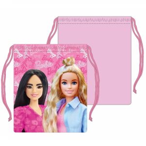 Barbie Icon uzsonnás táska 26,5 cm, rózsaszín húzózsinóros táska Barbie baba mintával - Uzsonnás táska