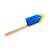 Car wash brush with long wooden handle, blue and yellow bristles