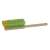 Car wash brush with long wooden handle, green and yellow bristles