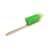 Car wash brush with long wooden handle, green and yellow bristles