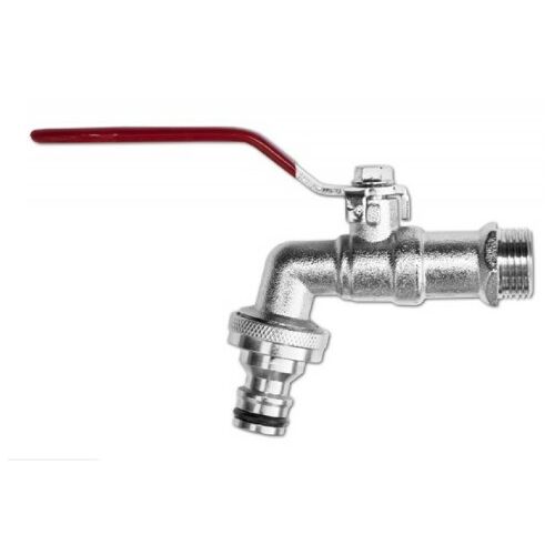 Vernickelter Messing Gartenhahn - 1/2 Zoll, Kupplung. Gartenwasserhahn aus vernickeltem Messing mit Kupplung.