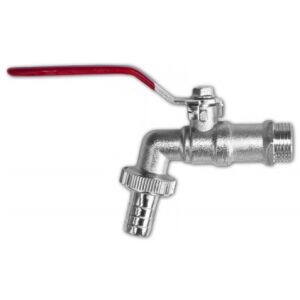 Nickel-plated brass garden tap with ball valve, 1/2 inch inlet, 3/4 inch and 1/2 inch connection - Garden