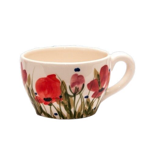 Tele virágos jumbó bögre, pipacs, kerámia, kézzel festett 5dl 135556786