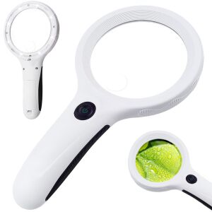Czytnik Lupa 4x z 8 diodami LED, diodą UV, czarno-biała 135563828 - Akcesoria biurowe