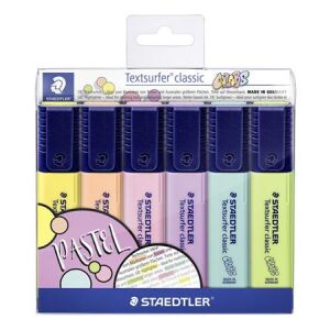 Szövegkiemelő készlet, 1-5 mm, STAEDTLER "Textsurfer Classic Pastel 364 C", 6 különböző szín 135581699 - Irodai papíráru