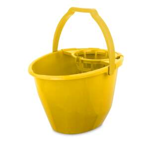 Yellow 11 liter oval mop bucket with wringer basket, BONUS brand - Bonus