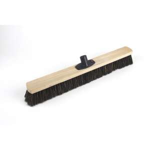 80 cm wide wooden broom head with black plastic bristle and black plastic handle holder - Partvis head