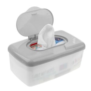 Akuku szürke törlőkendő tárolódoboz, nyitott - Akuku