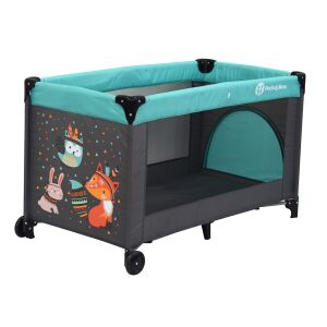 Petite&Mars Koot Fox Aqua Utazóágy állat mintával - Utazóágy és Kiegészítői