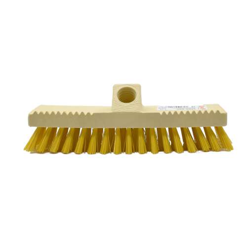 Plastic threaded end scrub brush head
