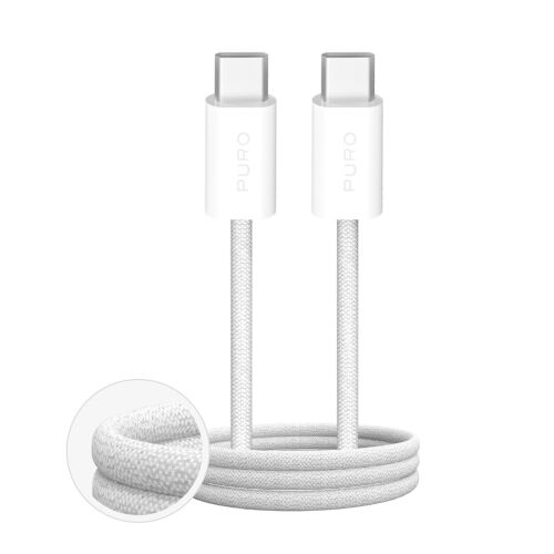 Puro Fabrik 60W Fehér Szövött USB-C - USB-C Kábel 3m 
