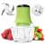 Electric food chopper, green, with transparent container and stainless steel blades, chopping meat and vegetables