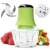 Electric food chopper, green, with transparent container and stainless steel blades, chopping meat and vegetables