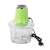 Electric food chopper, green, with transparent container and stainless steel blades